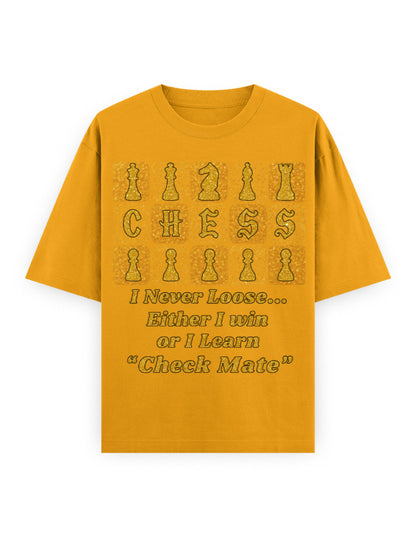 Unisex Oversized Classic T-Shirt -Chess (Gold Edition) Golden Yellow GlowZonePrints