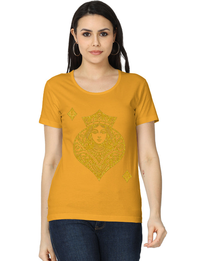 Women's Classic T-Shirt – Card Queen Diamond Golden Yellow GlowZonePrints