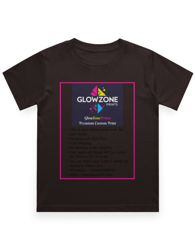 Boy's Crew Neck T-Shirt | UC21 (Custom Print)-2 Coffee Brown GlowZonePrints