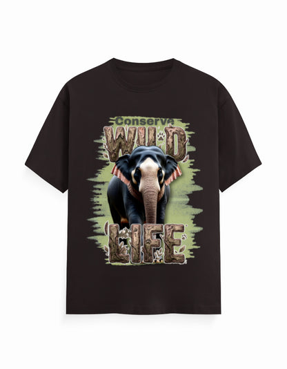 Unisex Classic Crew T-Shirt – Conserve Wild Life Coffee Brown GlowZonePrints