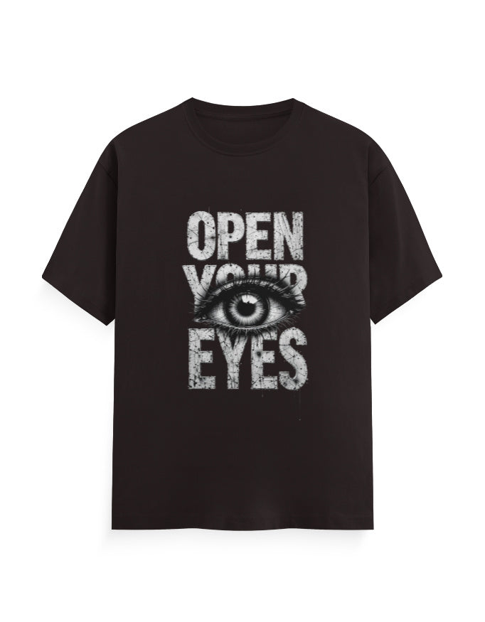 Open Your Eyes T Shirt Coffee Brown GlowZonePrints