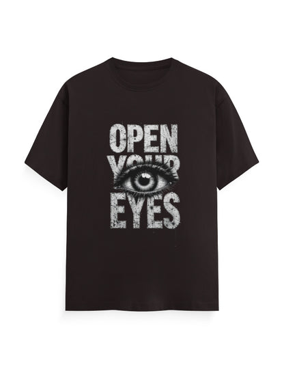 Open Your Eyes T Shirt Coffee Brown GlowZonePrints