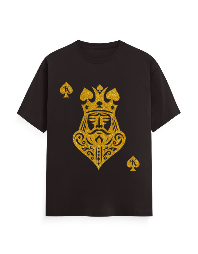 Unisex Classic Crew T-Shirt – Card King heart Coffee Brown GlowZonePrints
