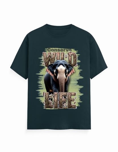Unisex Classic Crew T-Shirt – Conserve Wild Life Petrol Blue GlowZonePrints