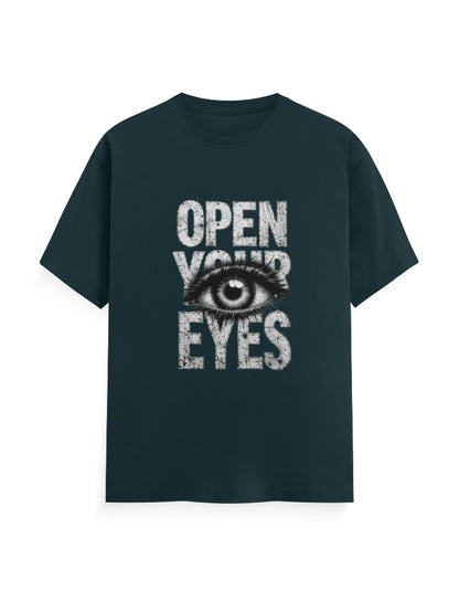 Open Your Eyes T Shirt Petrol Blue GlowZonePrints