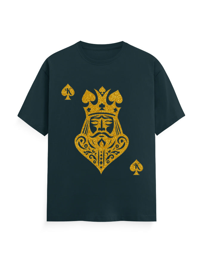 Unisex Classic Crew T-Shirt – Card King heart Petrol Blue GlowZonePrints
