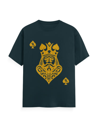 Unisex Classic Crew T-Shirt – Card King heart Petrol Blue GlowZonePrints