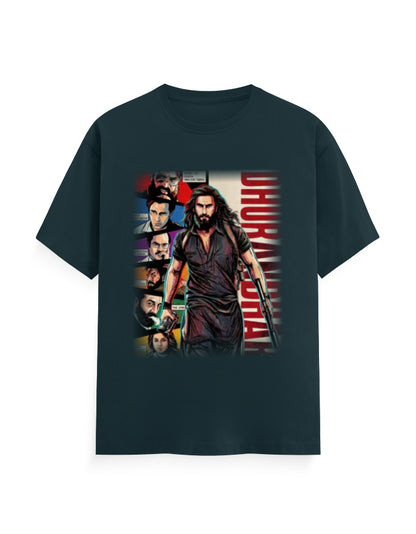 Unisex Crew T-Shirt - Dhurandhar(B) Petrol Blue GlowZonePrints