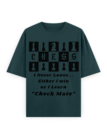 Unisex Oversized Classic T-Shirt – Chess (Black Edition) Petrol Blue GlowZonePrints