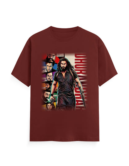 Unisex Crew T-Shirt - Dhurandhar(B) Brick Red GlowZonePrints