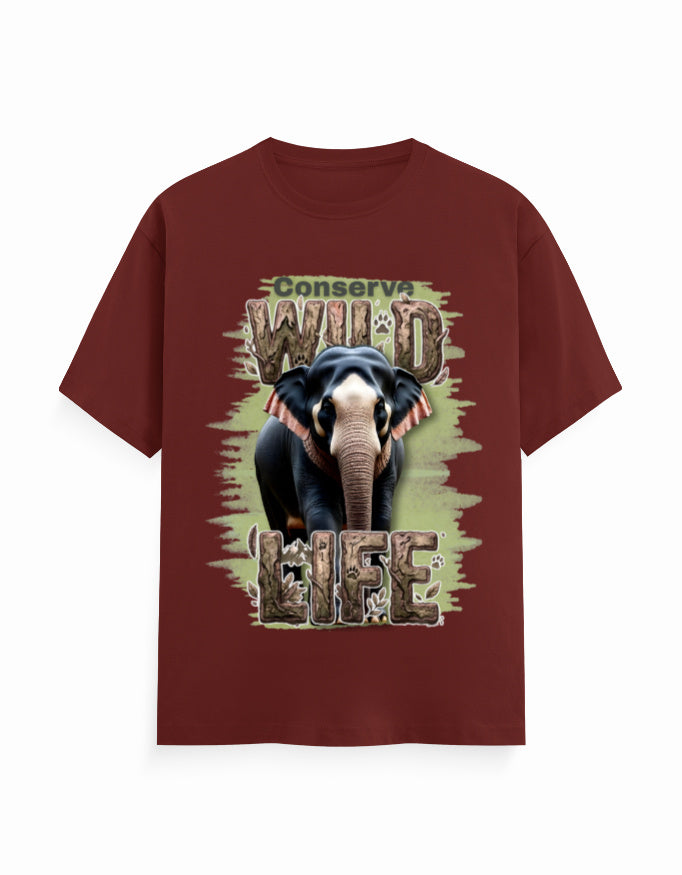 Unisex Classic Crew T-Shirt – Conserve Wild Life Brick Red GlowZonePrints