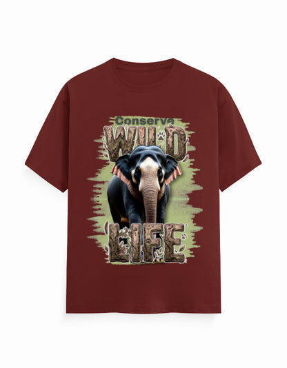 Unisex Classic Crew T-Shirt – Conserve Wild Life Brick Red GlowZonePrints