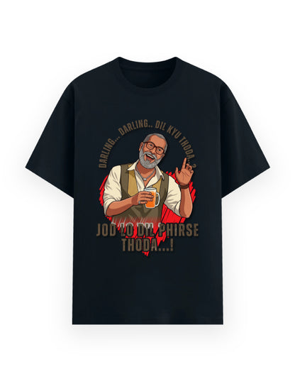 Unisex Basic T-Shirt – Darling Darling Dil Kyu Thoda.? Navy Blue GlowZonePrints