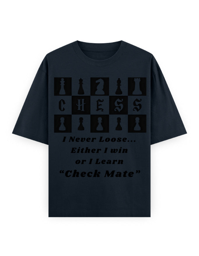 Unisex Oversized Classic T-Shirt – Chess (Black Edition) Navy Blue GlowZonePrints