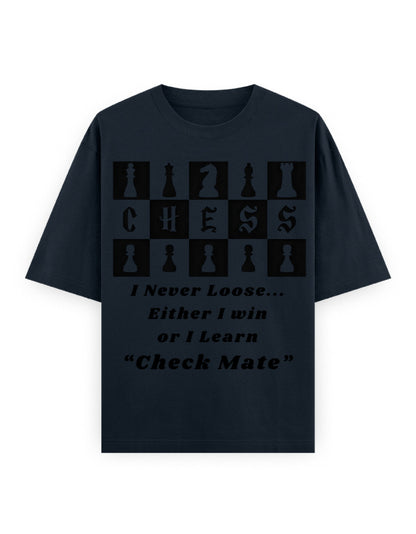Unisex Oversized Classic T-Shirt – Chess (Black Edition) Navy Blue GlowZonePrints