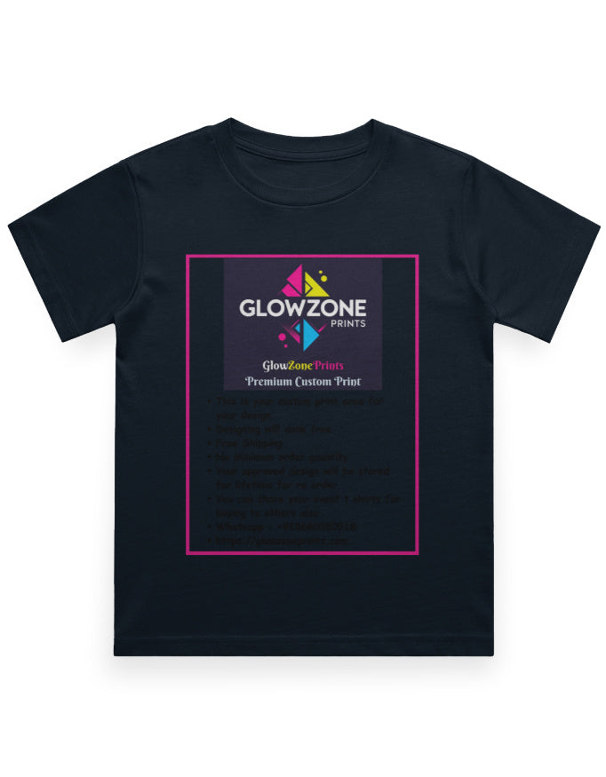 Boy's Crew Neck T-Shirt | UC21 (Custom Print)-1 Navy Blue GlowZonePrints