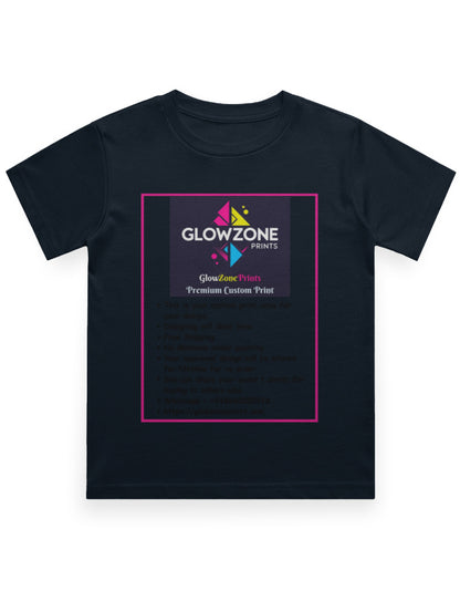 Boy's Crew Neck T-Shirt | UC21 (Custom Print)-1 Navy Blue GlowZonePrints
