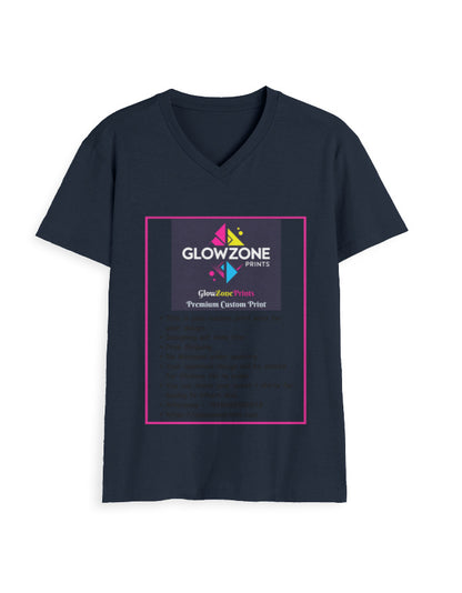 Unisex V Neck T-Shirt | UV34 (Custom Print) Navy Blue GlowZonePrints