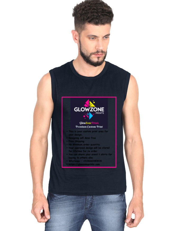 Men's Sleeveless T-Shirt | MS36 (Custom Print) Navy Blue GlowZonePrints