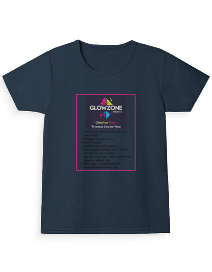 Girl's Crew Neck T-Shirt (Custom Print) Navy Blue GlowZonePrints