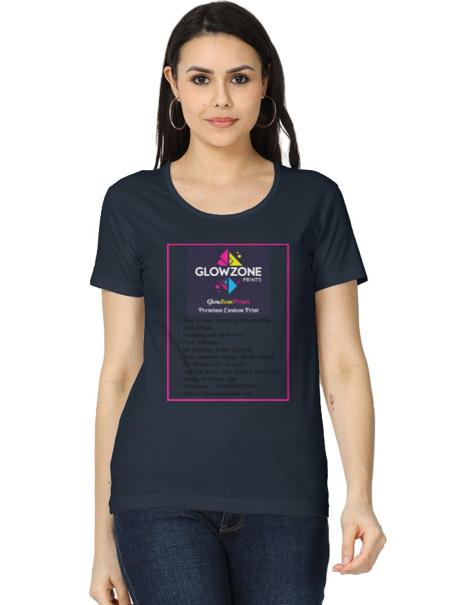 Women's Classic T-Shirt | (Custom Print) -1 Navy Blue GlowZonePrints