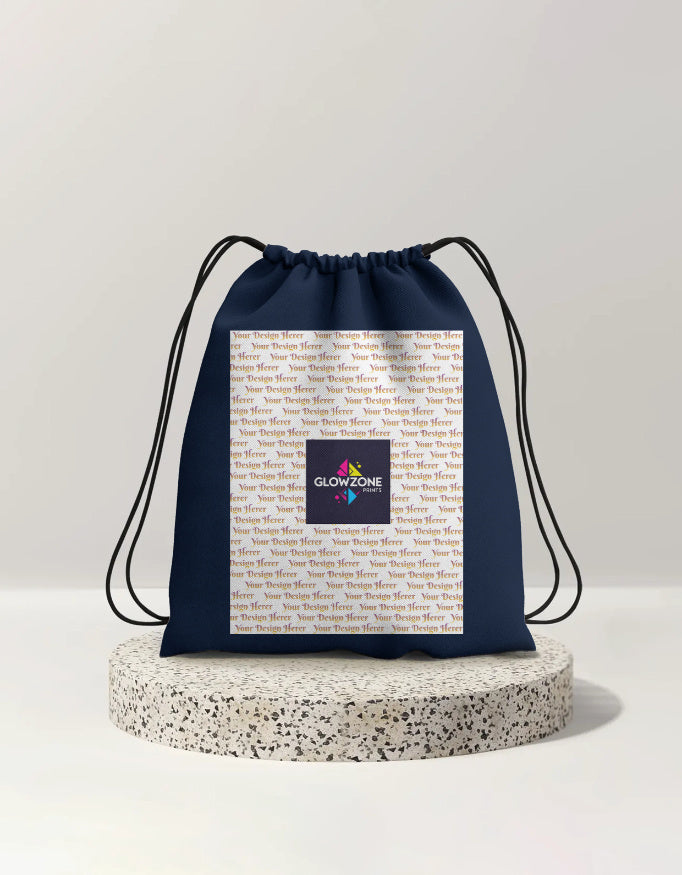 Drawstring Bag (Custom Print) Navy Blue Standard GlowZonePrints