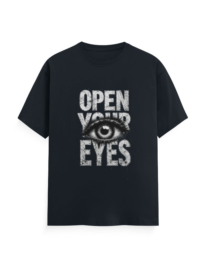 Open Your Eyes T Shirt Navy Blue GlowZonePrints