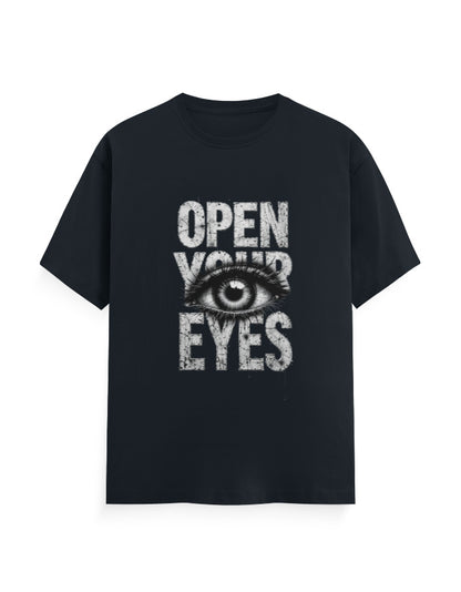 Open Your Eyes T Shirt Navy Blue GlowZonePrints
