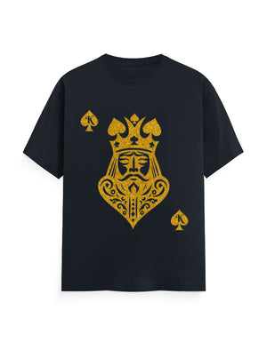 Unisex Classic Crew T-Shirt – Card King heart Navy Blue GlowZonePrints