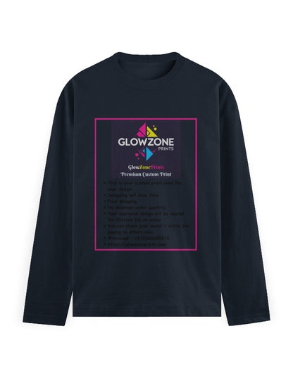 Men's Full Sleeve T-Shirt | MF31 (Custom Print) Navy Blue GlowZonePrints