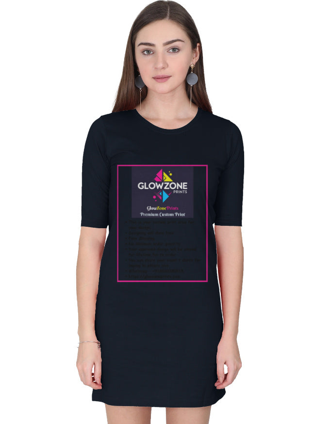 Female T-Shirt Dress | FC43 (Custom Print) Navy Blue GlowZonePrints