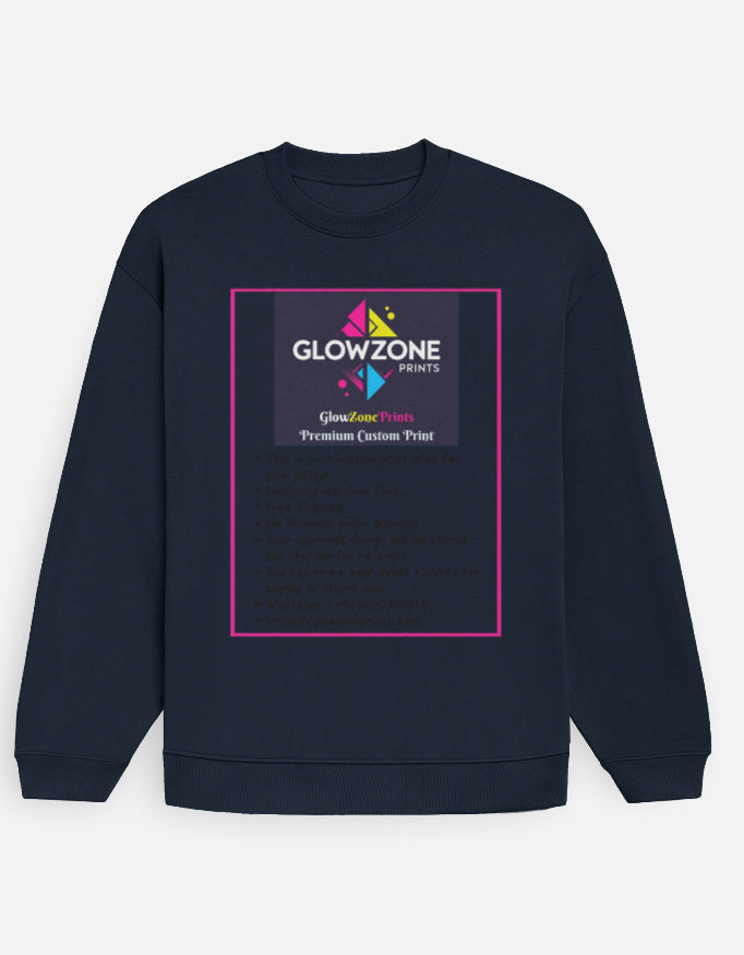 Unisex Oversized Sweatshirt | UH35 (Custom Print) Navy Blue GlowZonePrints