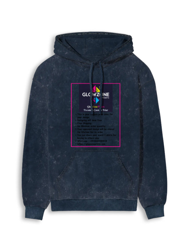 Unisex Acid Washed Hoodie | UH62 (Custom Prints) Navy Blue GlowZonePrints