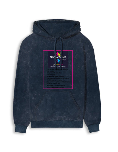 Unisex Acid Washed Hoodie | UH62 (Custom Prints) Navy Blue GlowZonePrints