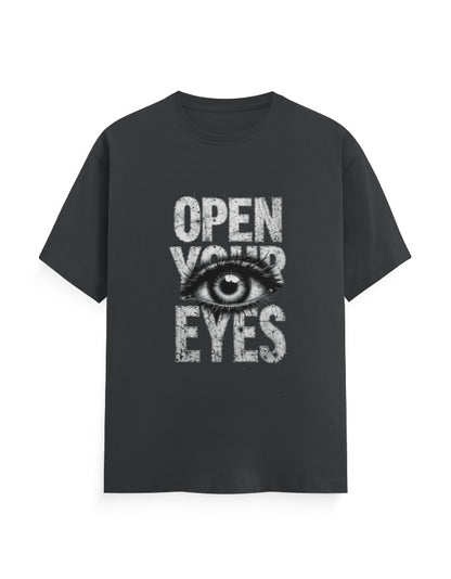 Open Your Eyes T Shirt Steel Grey GlowZonePrints