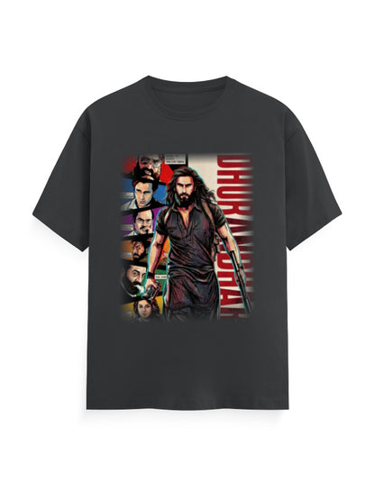 Unisex Crew T-Shirt - Dhurandhar(B) Steel Grey GlowZonePrints