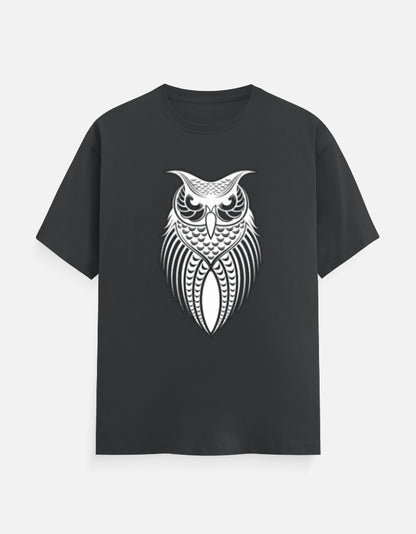 Unisex Classic Crew T-Shirt – Owl Halftone Design Steel Grey GlowZonePrints