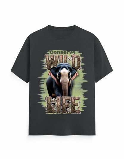 Unisex Classic Crew T-Shirt – Conserve Wild Life Steel Grey GlowZonePrints
