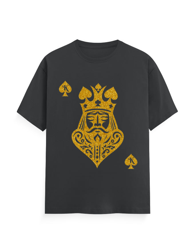 Unisex Classic Crew T-Shirt – Card King heart Steel Grey GlowZonePrints