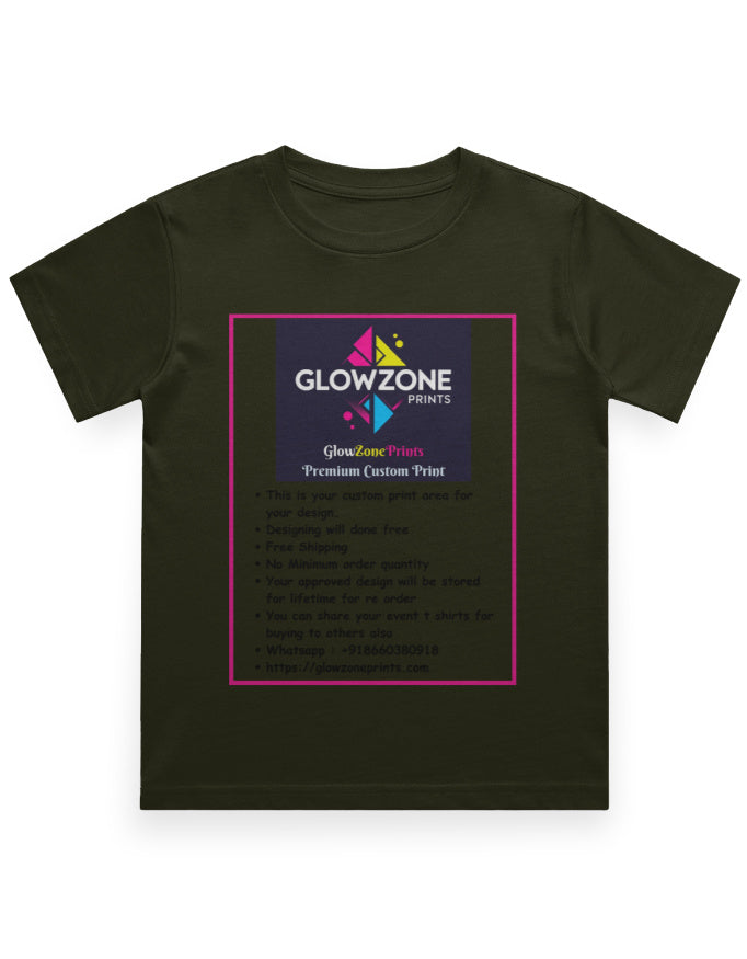 Boy's Crew Neck T-Shirt | UC21 (Custom Print)-2 Olive Green GlowZonePrints