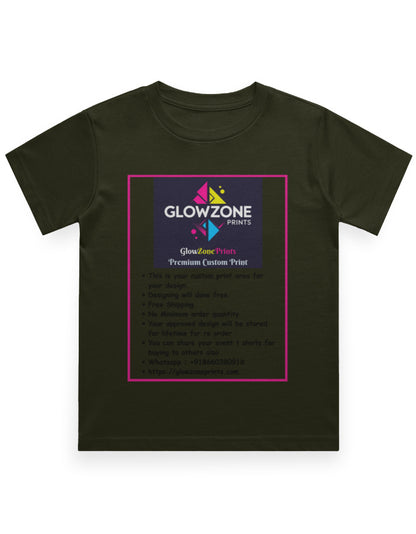Boy's Crew Neck T-Shirt | UC21 (Custom Print)-2 Olive Green GlowZonePrints
