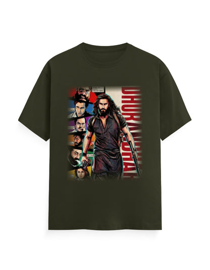 Unisex Crew T-Shirt - Dhurandhar(B) Olive Green GlowZonePrints