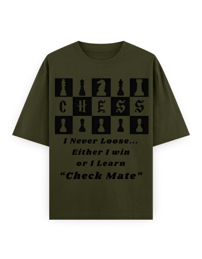 Unisex Oversized Classic T-Shirt – Chess (Black Edition) Olive Green GlowZonePrints