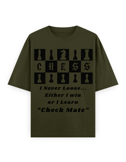 Unisex Oversized Classic T-Shirt – Chess (Black Edition) Olive Green GlowZonePrints