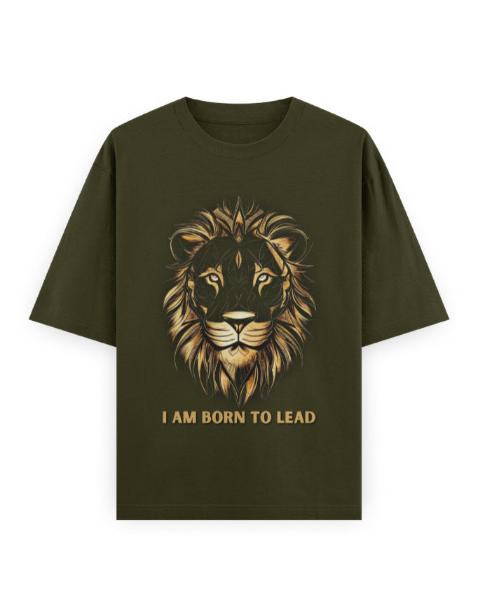 Unisex Oversized Classic T-Shirt Lion | UC22 Olive Green GlowZonePrints