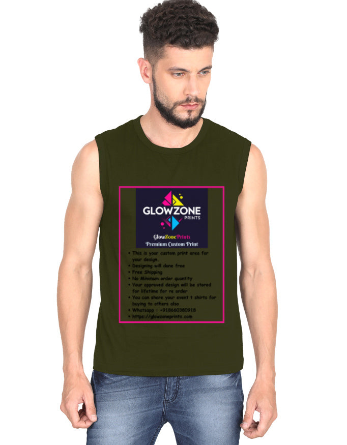 Men's Sleeveless T-Shirt | MS36 (Custom Print) Olive Green GlowZonePrints