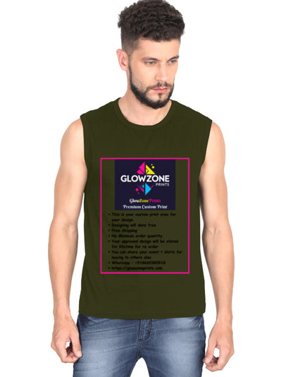 Men's Sleeveless T-Shirt | MS36 (Custom Print) Olive Green GlowZonePrints