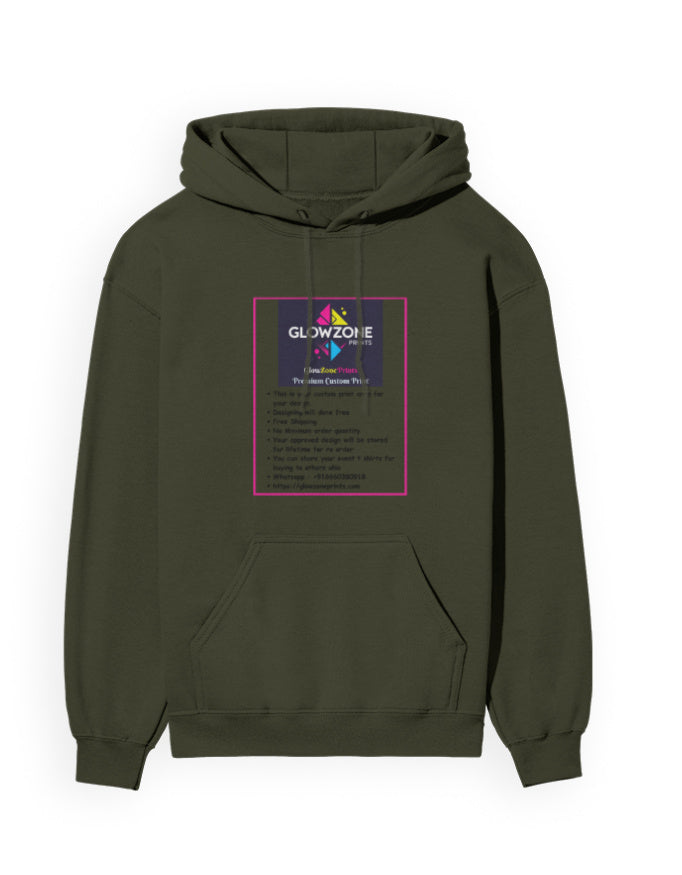 Unisex Hoodie | UH24 (Custom Print) Olive Green GlowZonePrints