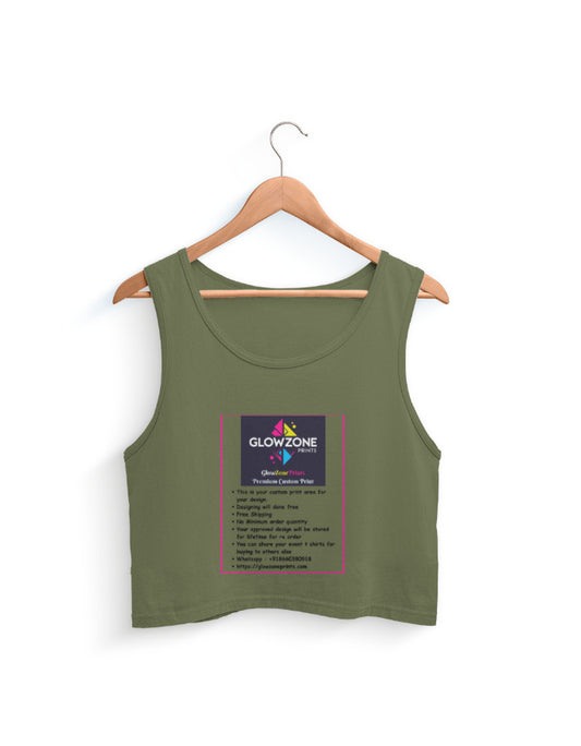Female Crop Tank | FC40 (Custom Print) Olive Green GlowZonePrints
