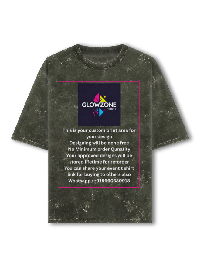 Unisex Acid Washed Oversized Tee (Custom Print) Olive Green GlowZonePrints